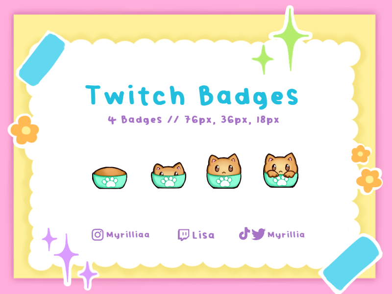 Twitch/ Discord/ YouTube Badges: Kitty Cup Teal