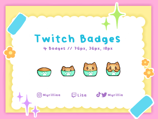 Twitch/ Discord/ YouTube Badges: Kitty Cup Teal