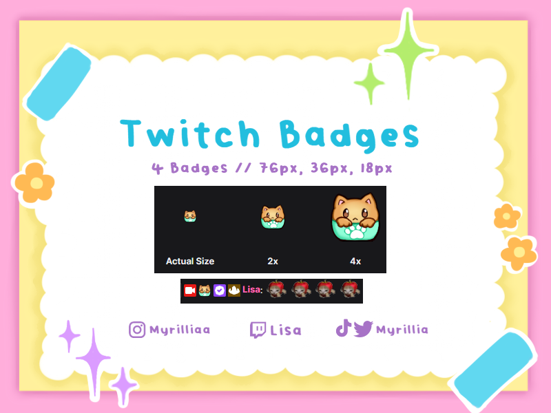 Twitch/ Discord/ YouTube Badges: Kitty Cup Teal